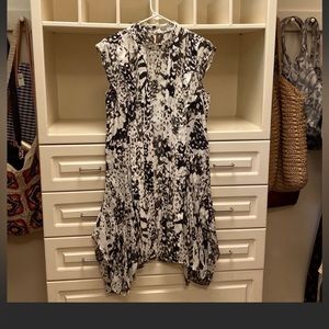 ALLSAINTS Fleur Pleated Asymmetrical Hem Dress